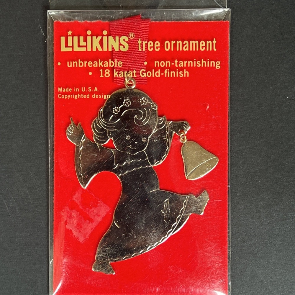 VTG 1970s Lillikins Lillian Vernon NOS Girl Bell Engraveable Ornament USA